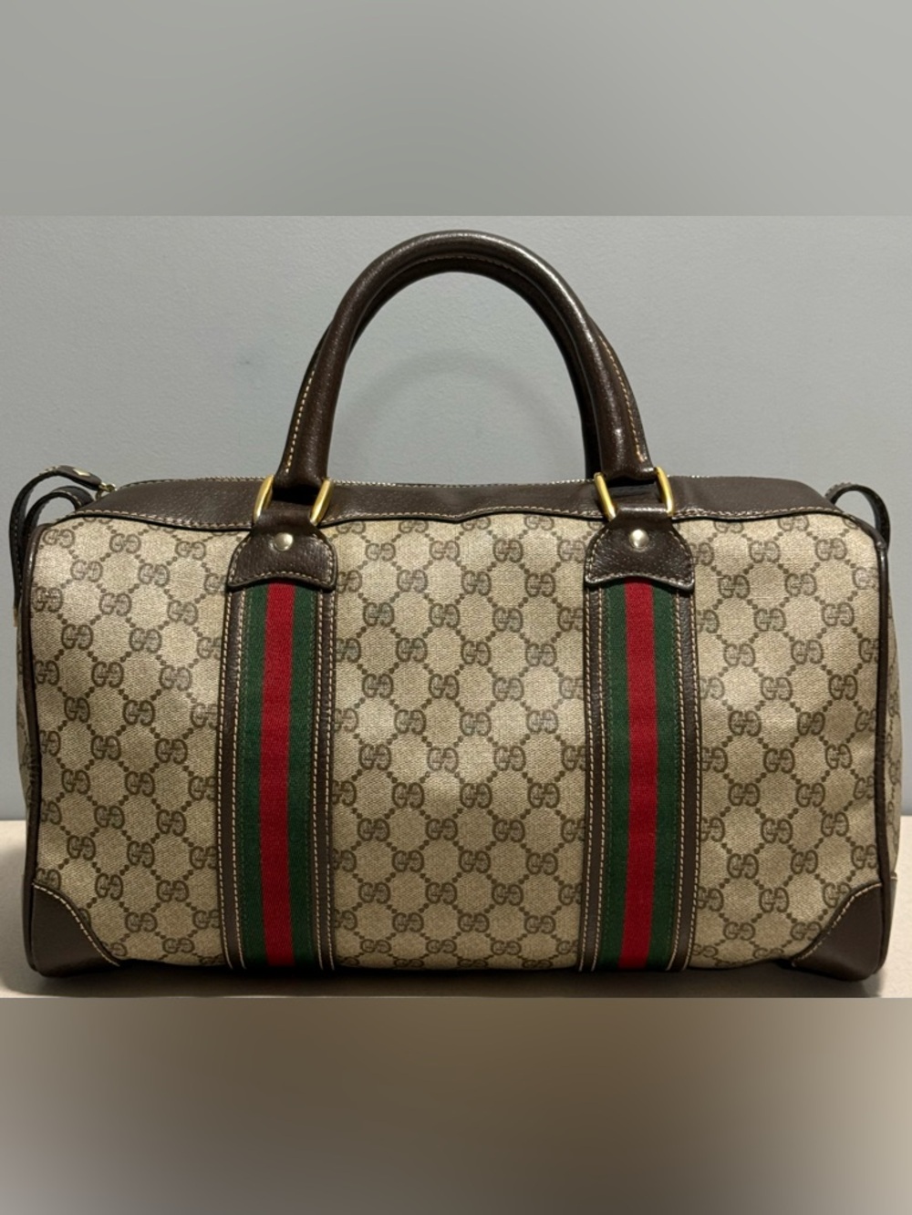 Gucci Vintage GG Supreme Sherry Line Boston Bag